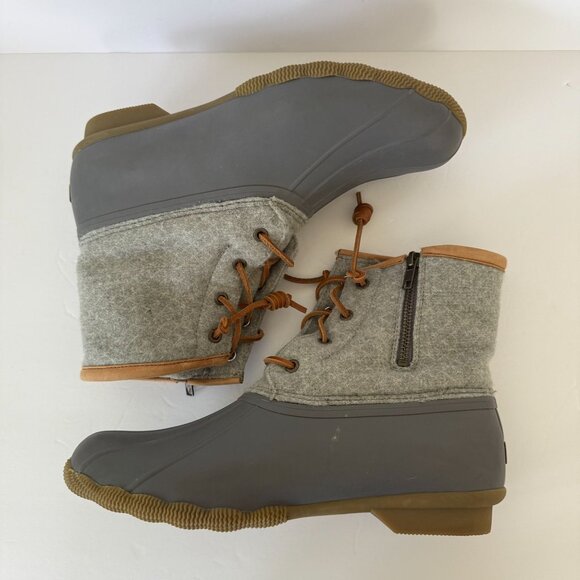 Sperry Womens Duck Boots 3M Thinsulate Insulation Size 10M Gray Tan Wool - Picture 5 of 11